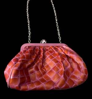 Brighton Power of Pink Croc Embossed Leather City Coin Purse with Chain Breast C